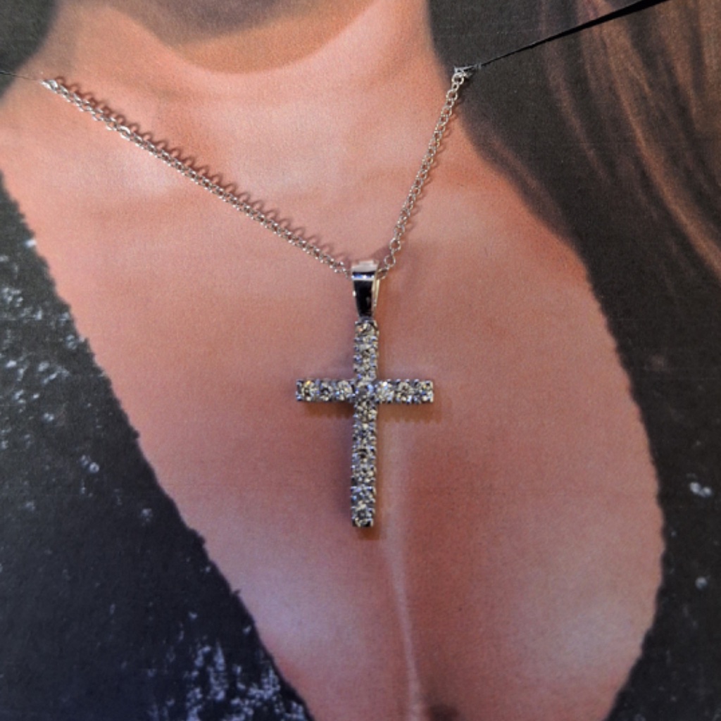 14kt Cross 034ct Genuine Diamonds Cross Pendant 14kt White Gold
